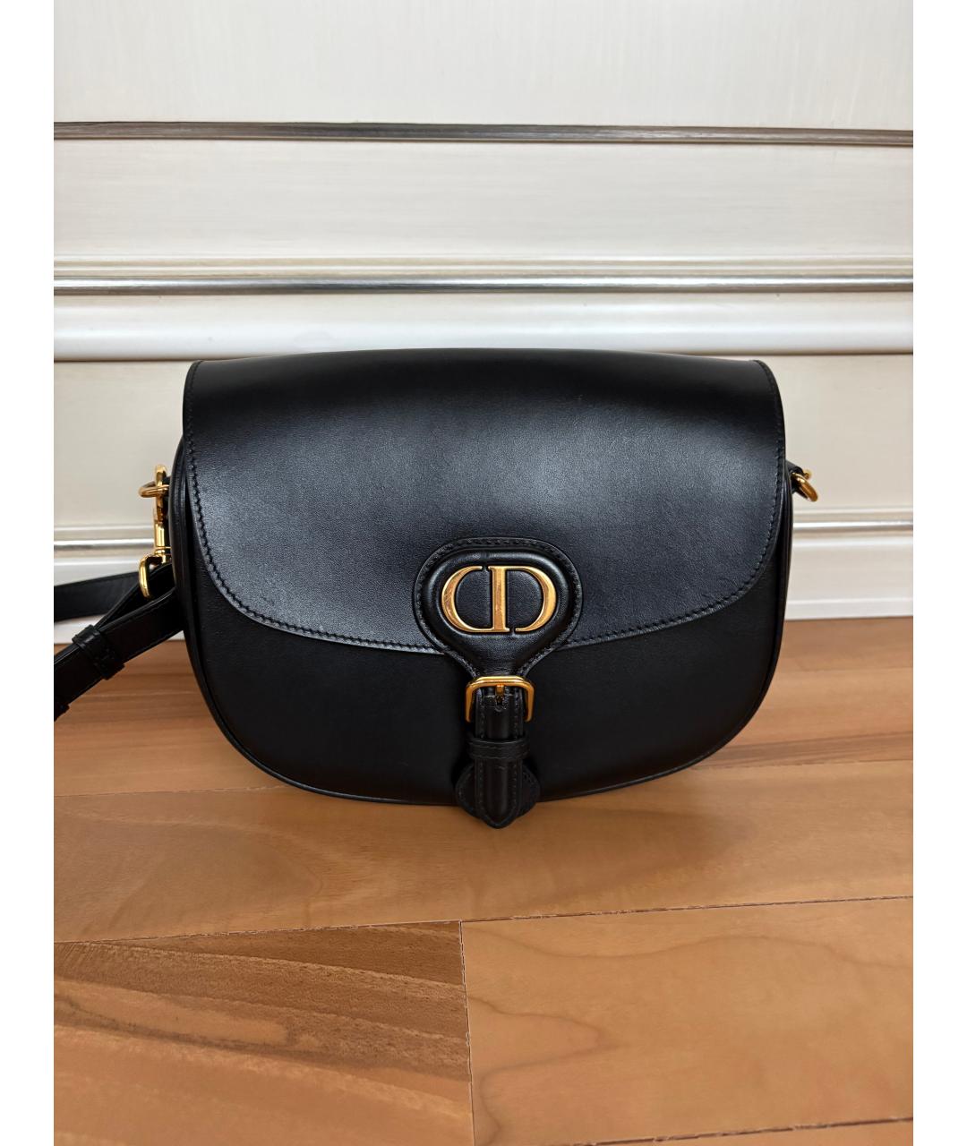 CHRISTIAN DIOR Черная кожаная сумка через плечо, фото 3