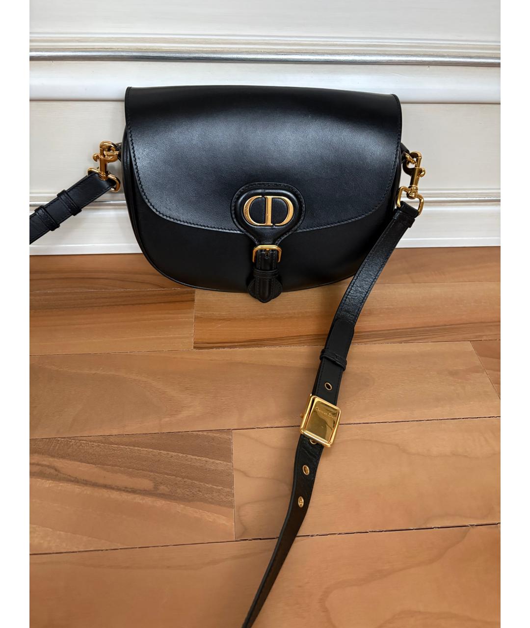 CHRISTIAN DIOR Черная кожаная сумка через плечо, фото 4