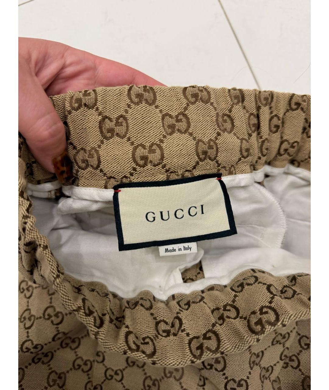 GUCCI Золотая хлопковая юбка миди, фото 5