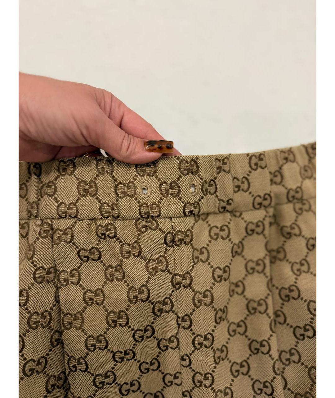 GUCCI Золотая хлопковая юбка миди, фото 3