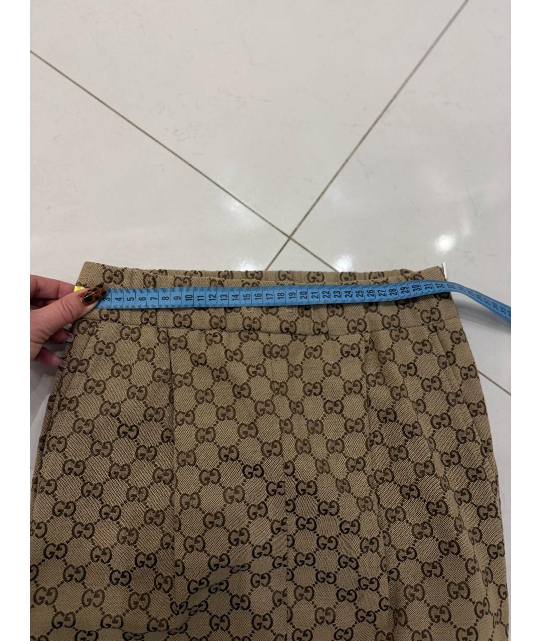 GUCCI Золотая хлопковая юбка миди, фото 8