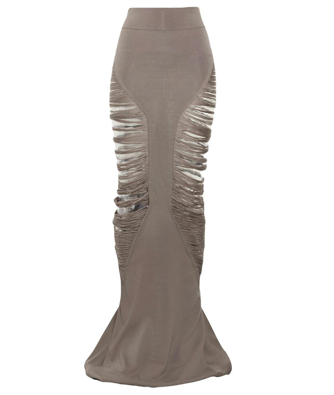 RICK OWENS Серая шерстяная юбка макси, фото 5