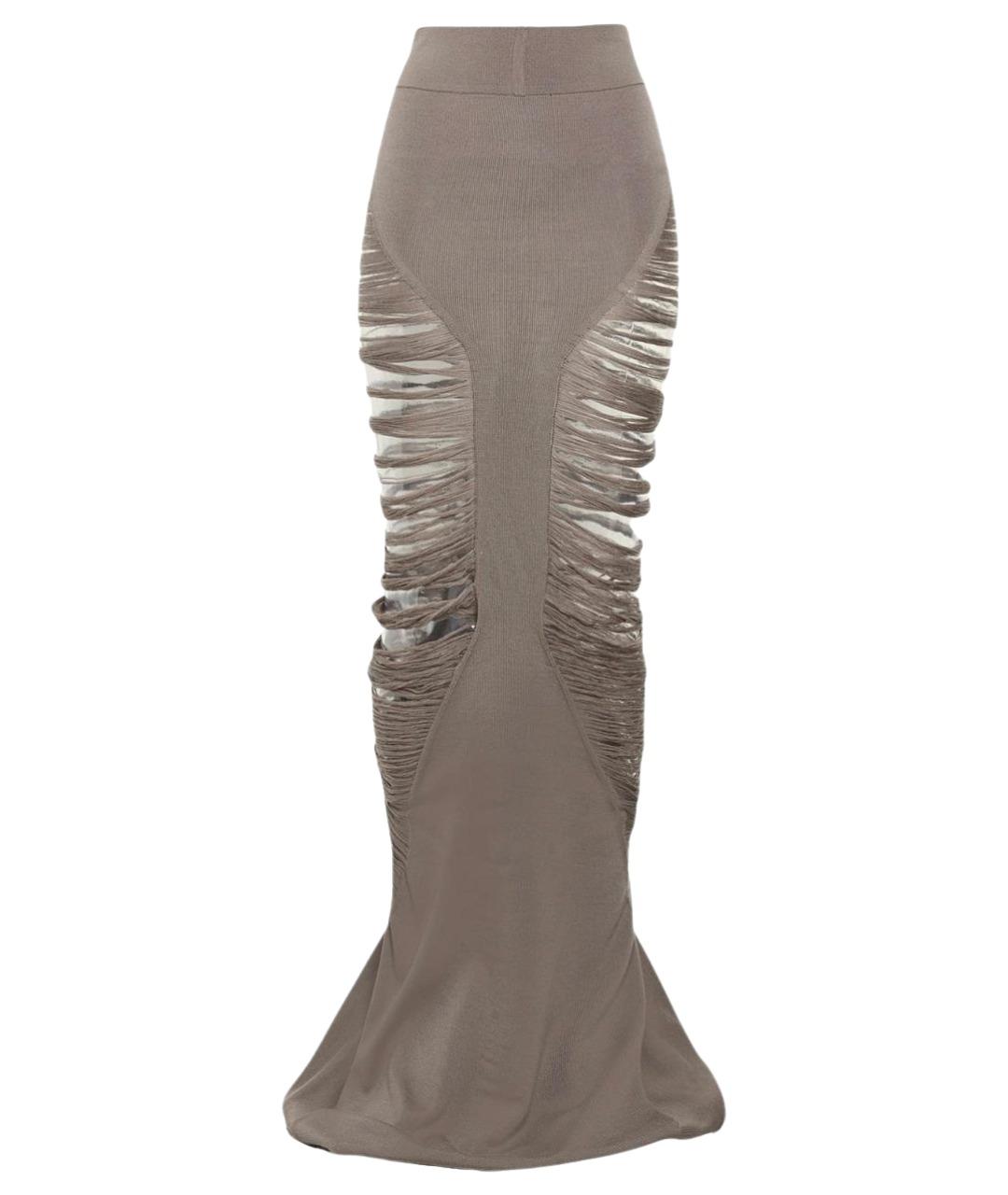 RICK OWENS Серая шерстяная юбка макси, фото 1