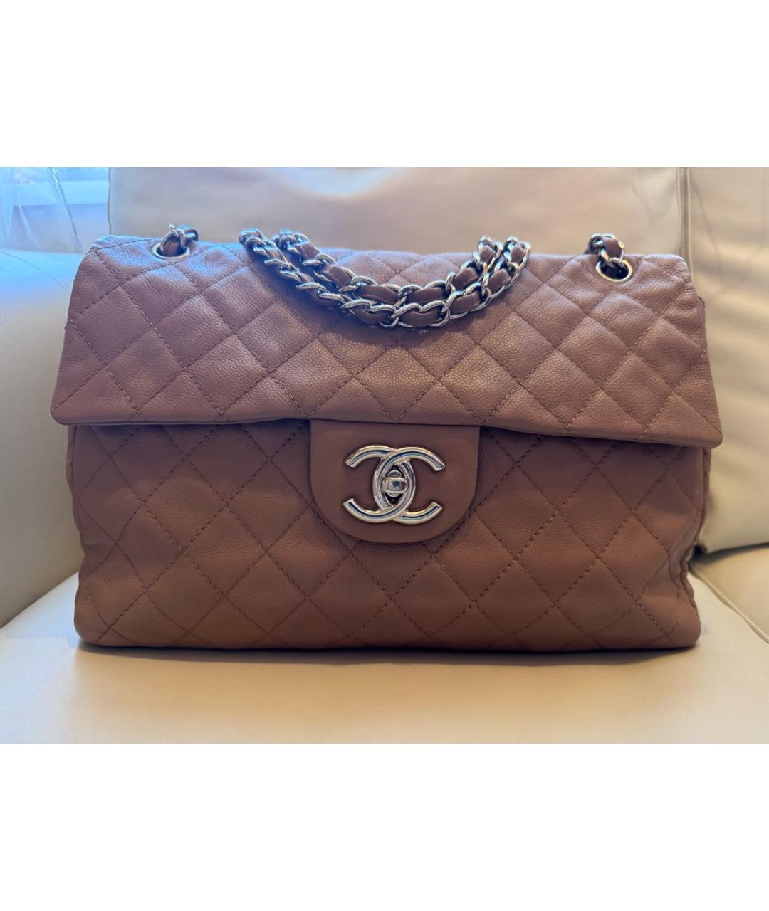 CHANEL Бежевая кожаная сумка через плечо, фото 9