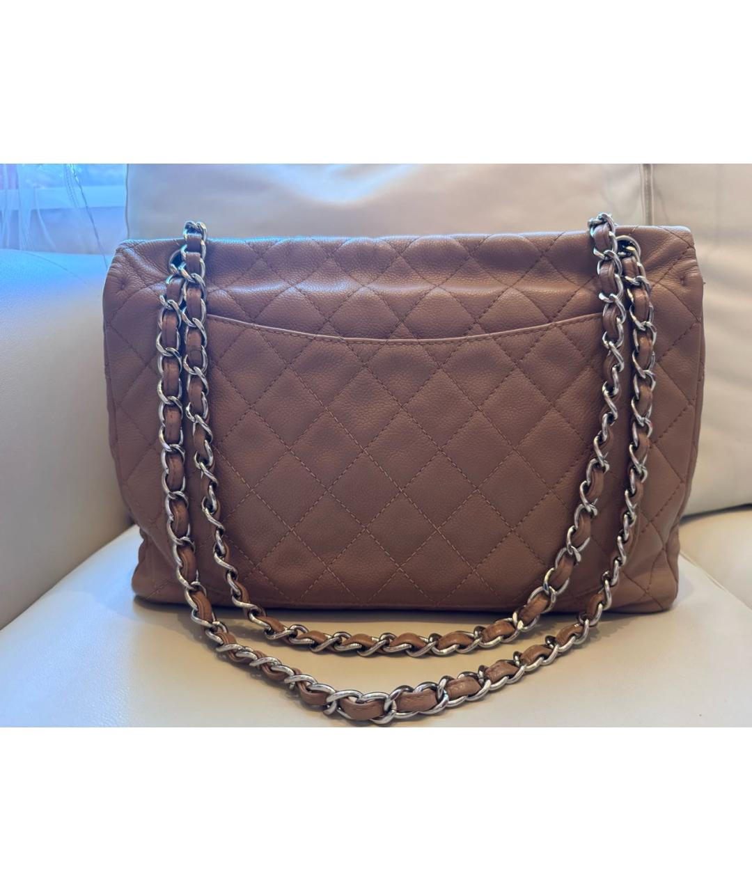 CHANEL Бежевая кожаная сумка через плечо, фото 3