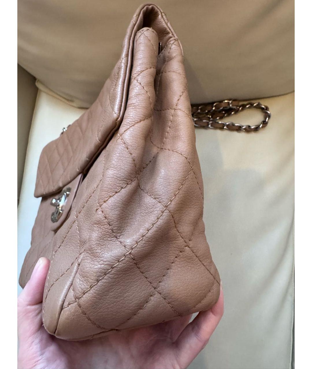 CHANEL Бежевая кожаная сумка через плечо, фото 8
