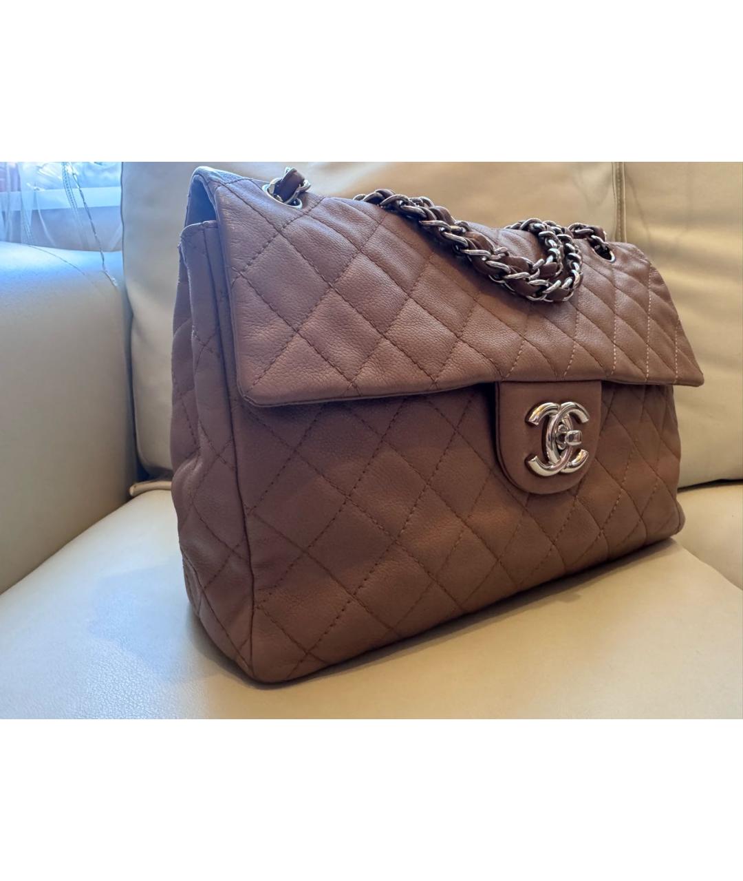 CHANEL Бежевая кожаная сумка через плечо, фото 2