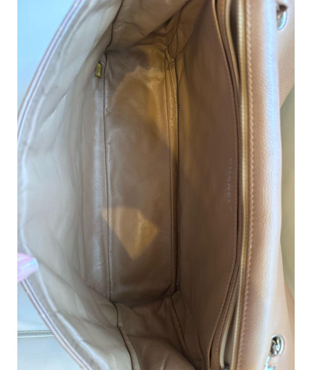 CHANEL Бежевая кожаная сумка через плечо, фото 5