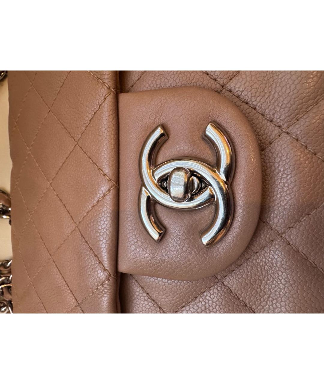 CHANEL Бежевая кожаная сумка через плечо, фото 7