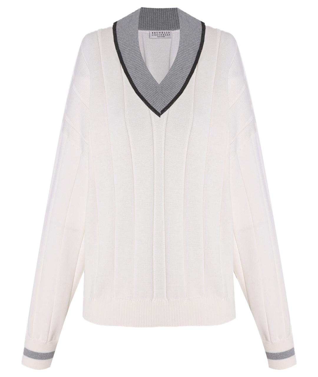 BRUNELLO CUCINELLI Белый хлопковый джемпер / свитер, фото 1