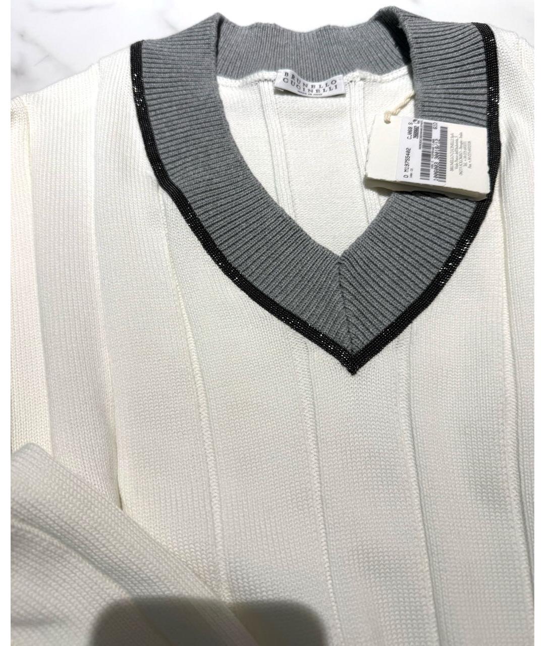 BRUNELLO CUCINELLI Белый хлопковый джемпер / свитер, фото 3
