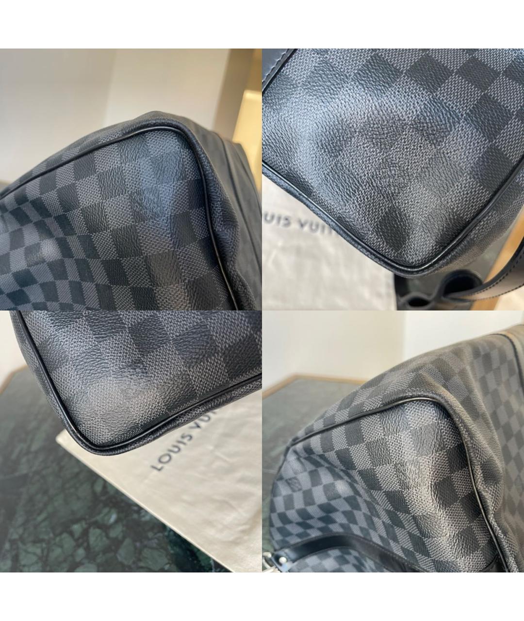 LOUIS VUITTON Черная кожаная дорожная/спортивная сумка, фото 4