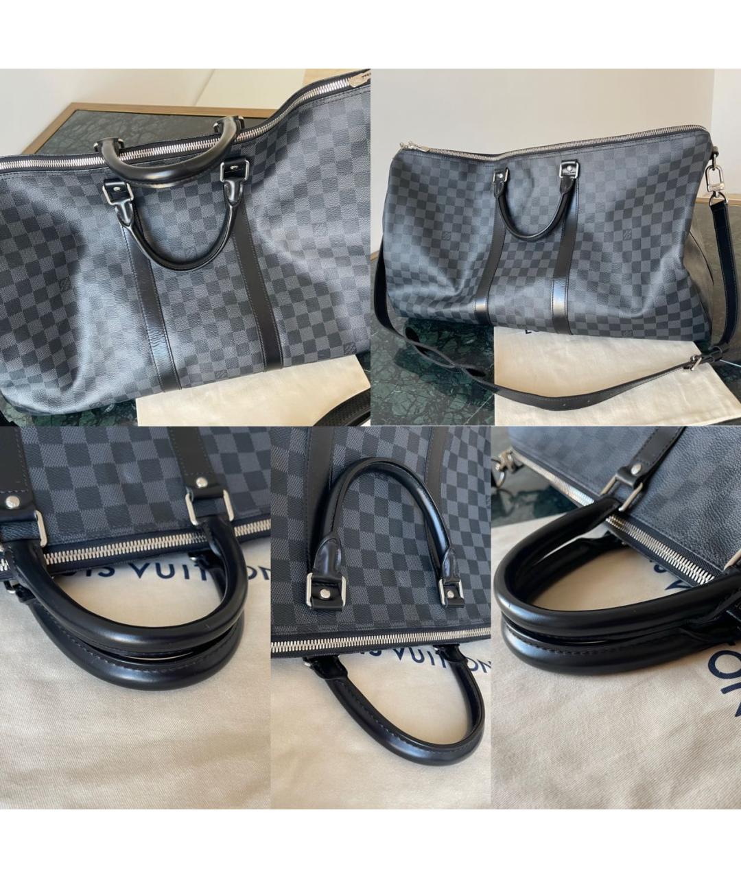 LOUIS VUITTON Черная кожаная дорожная/спортивная сумка, фото 6