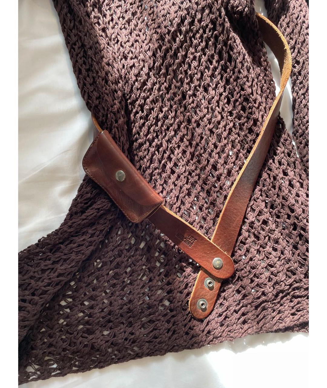 LOVE MOSCHINO Коричневый кожаный ремень, фото 6