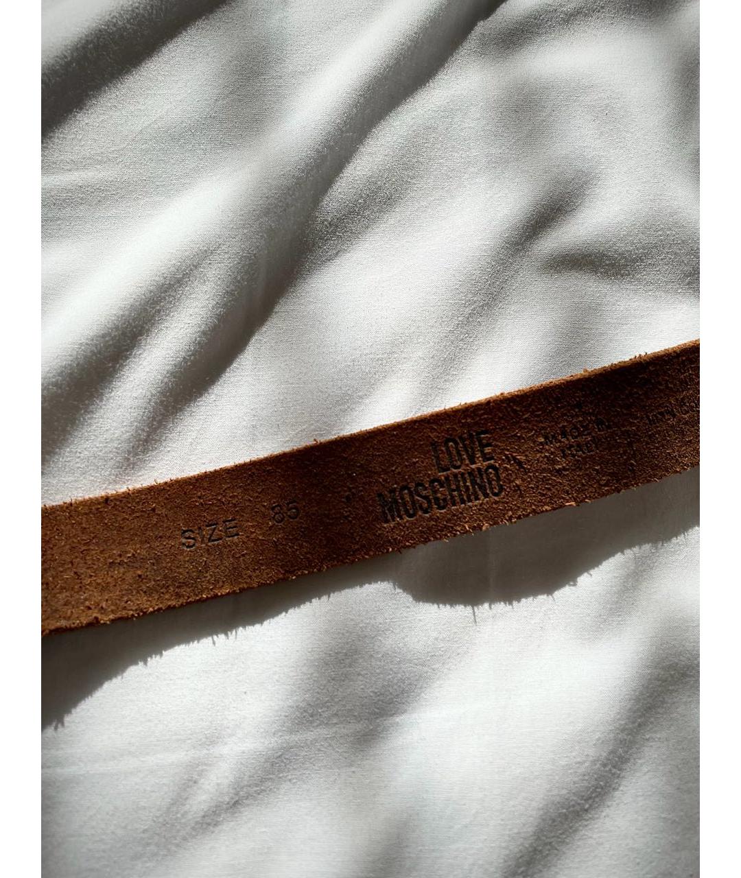 LOVE MOSCHINO Коричневый кожаный ремень, фото 3