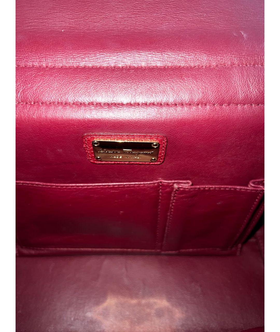 FERRAGAMO Бордовая кожаная сумка с короткими ручками, фото 8