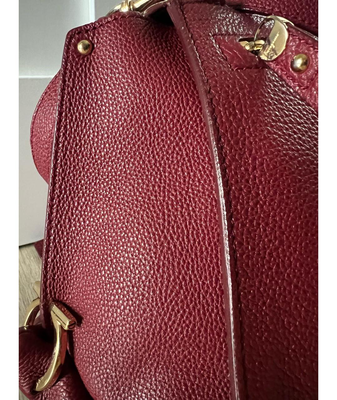 FERRAGAMO Бордовая кожаная сумка с короткими ручками, фото 2
