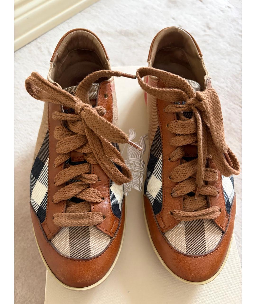 BURBERRY Коричневые текстильные кеды, фото 2