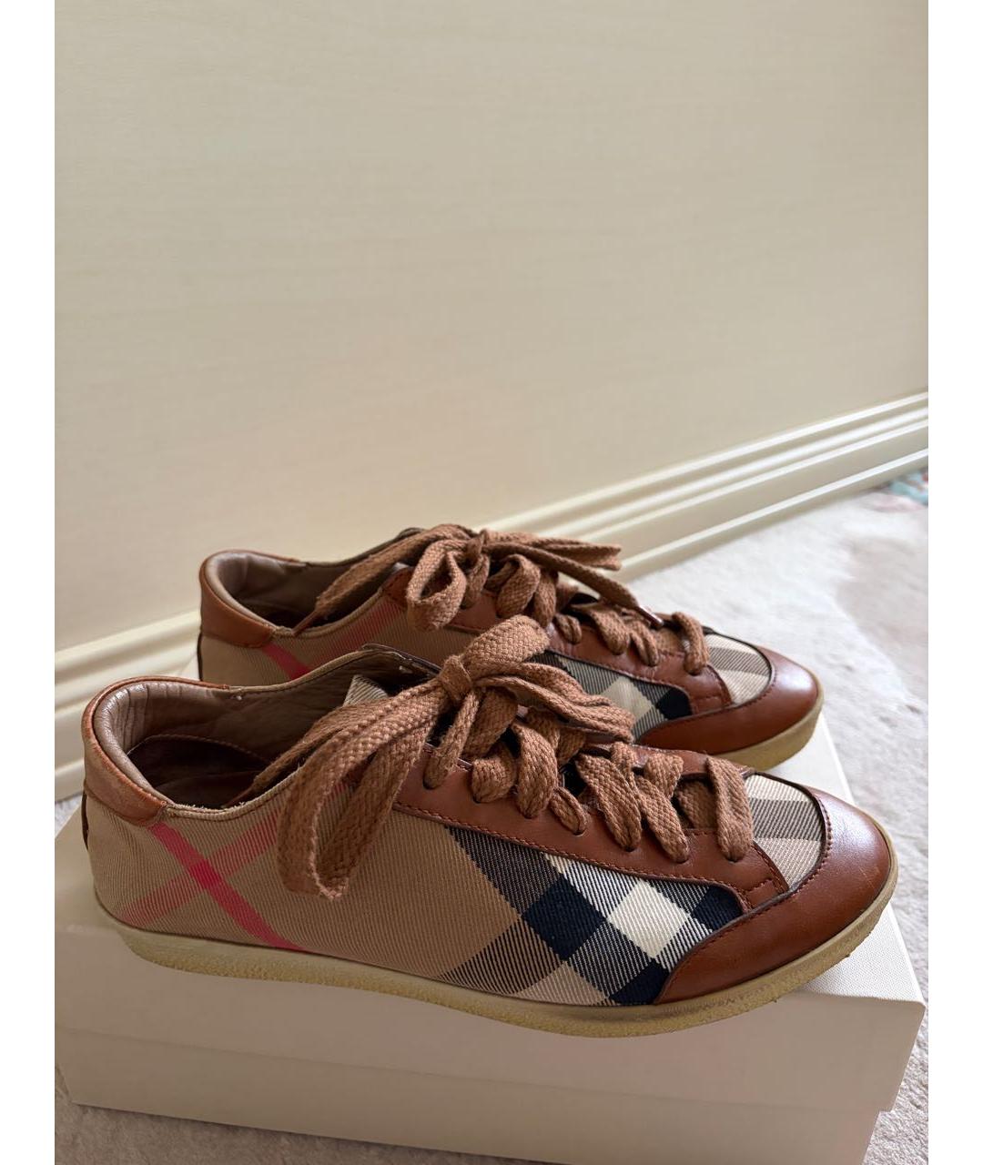 BURBERRY Коричневые текстильные кеды, фото 9