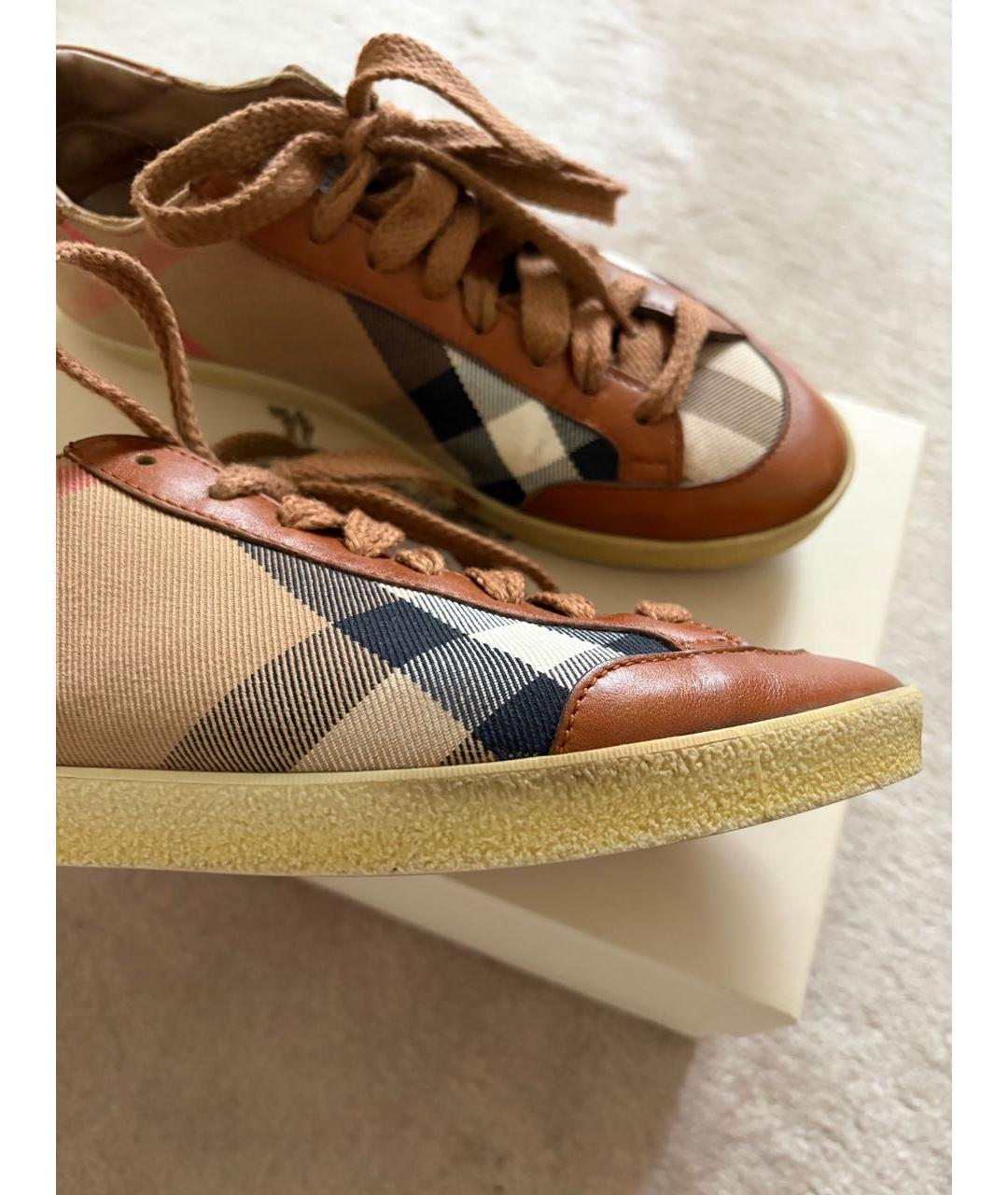 BURBERRY Коричневые текстильные кеды, фото 6