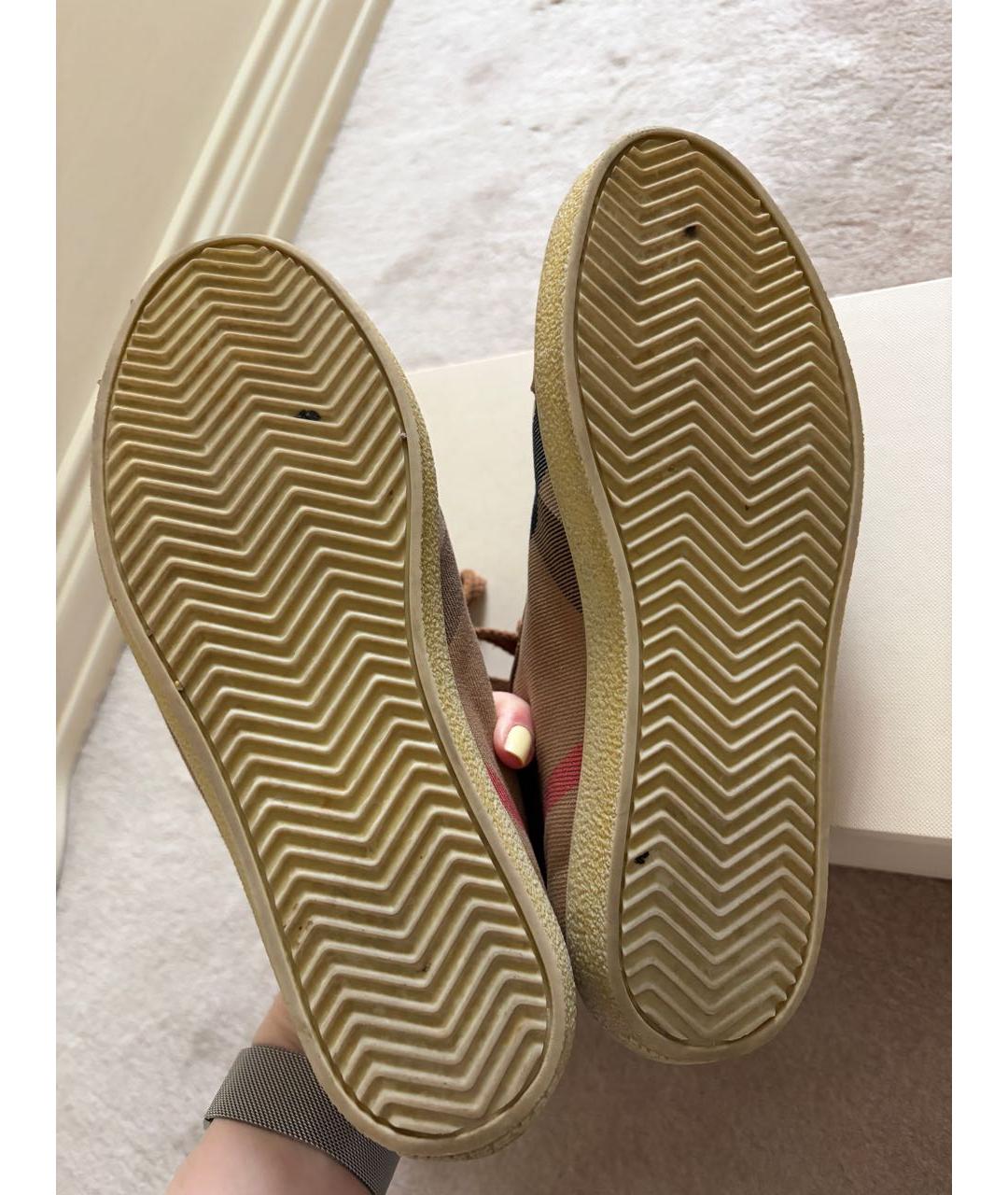 BURBERRY Коричневые текстильные кеды, фото 5