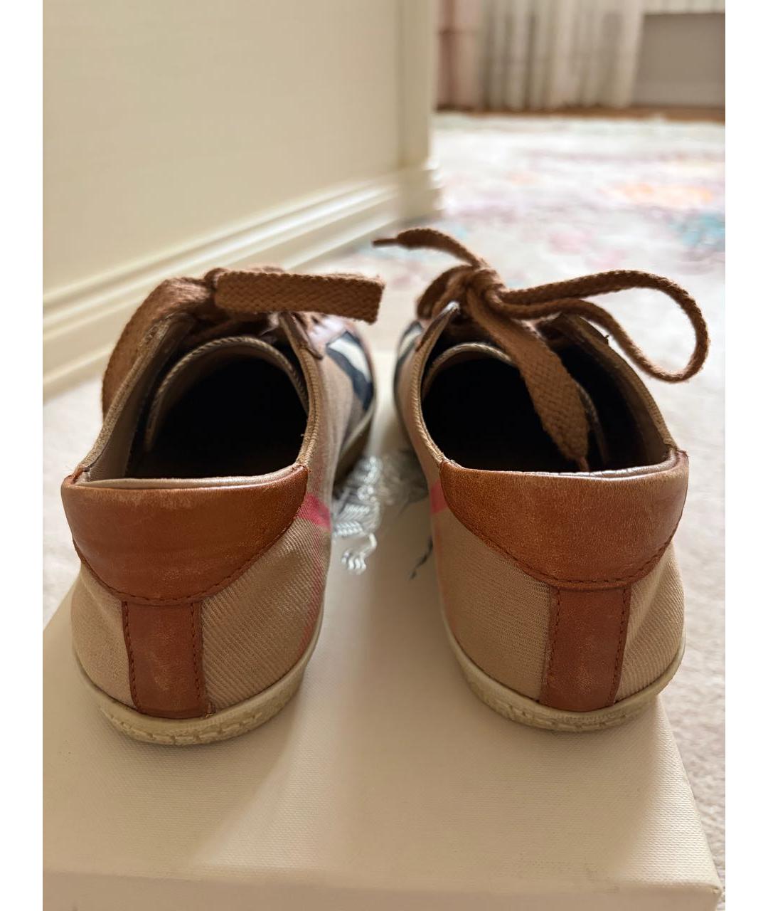 BURBERRY Коричневые текстильные кеды, фото 7