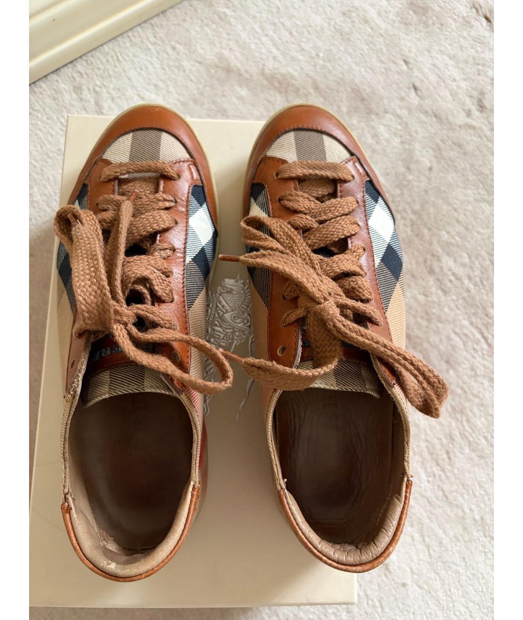 BURBERRY Коричневые текстильные кеды, фото 3