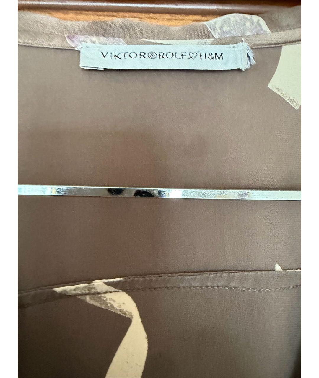 VICTOR AND ROLF Коричневое шелковое повседневное платье, фото 3