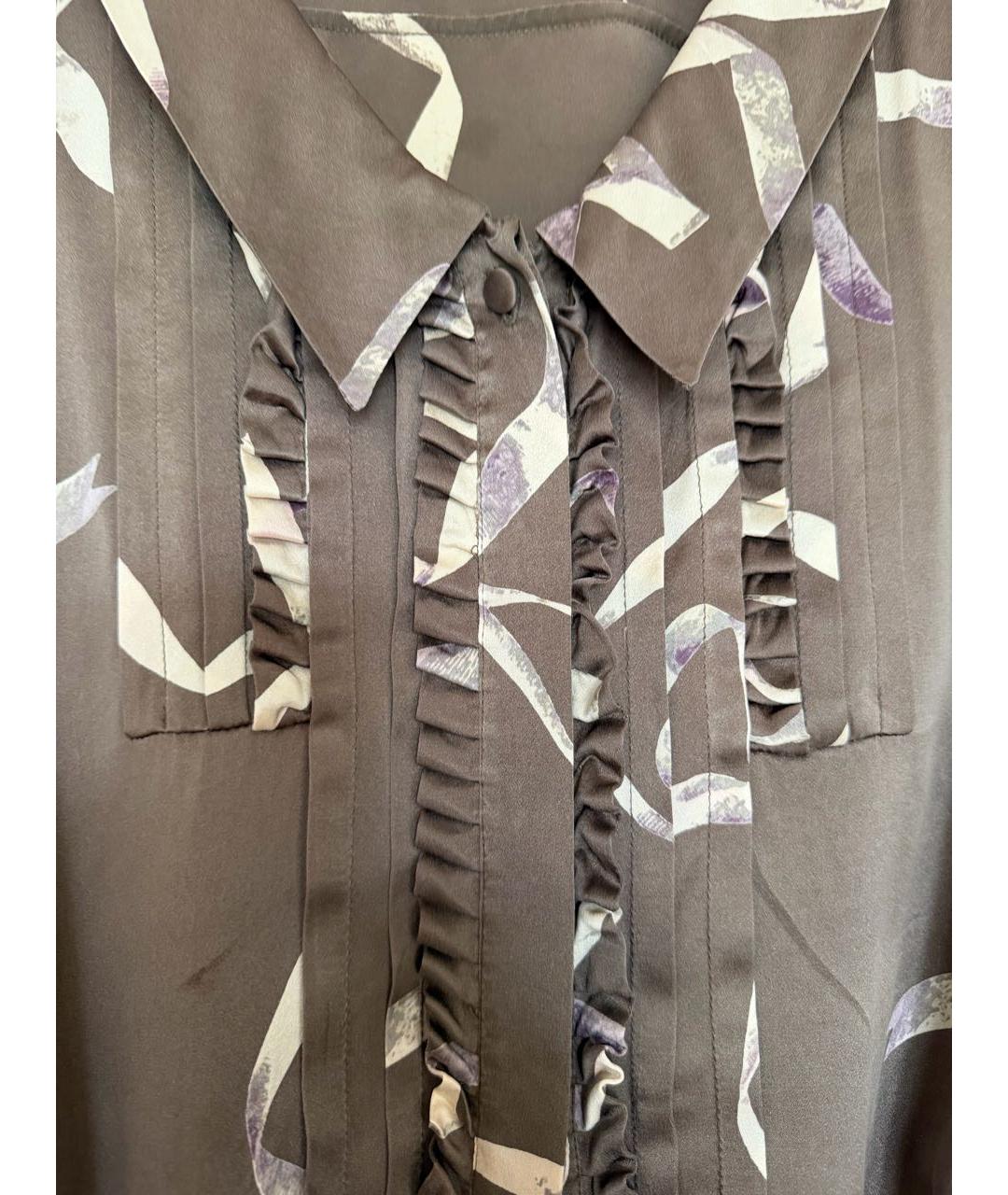 VICTOR AND ROLF Коричневое шелковое повседневное платье, фото 4