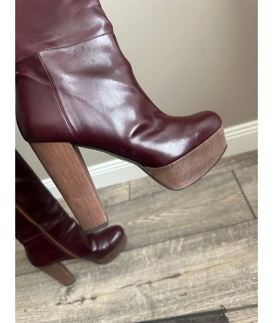 STELLA MCCARTNEY Бордовые кожаные сапоги, фото 5