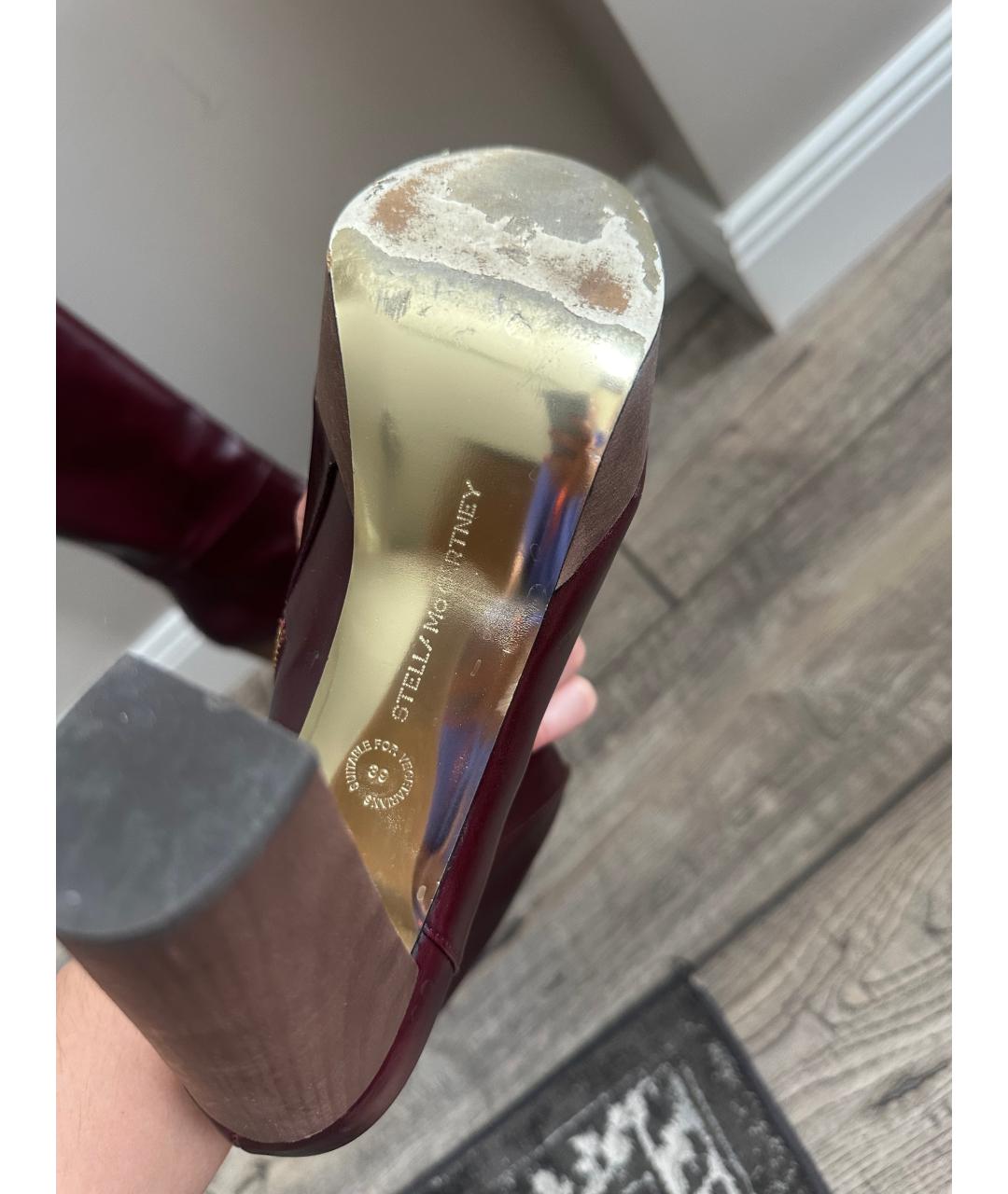 STELLA MCCARTNEY Бордовые кожаные сапоги, фото 4