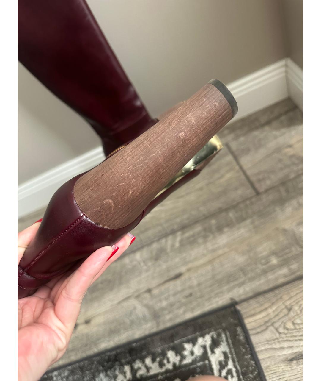 STELLA MCCARTNEY Бордовые кожаные сапоги, фото 6