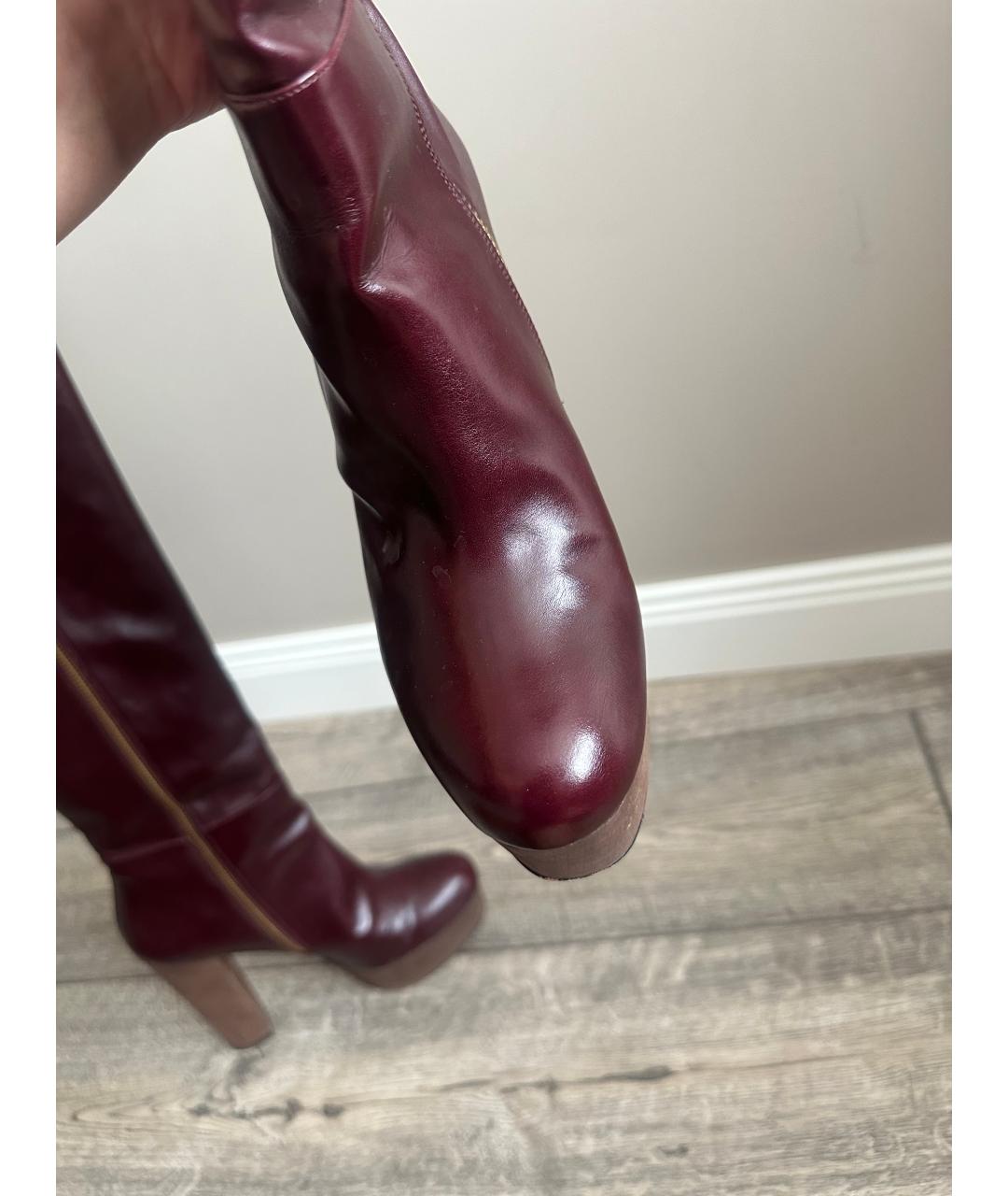STELLA MCCARTNEY Бордовые кожаные сапоги, фото 3