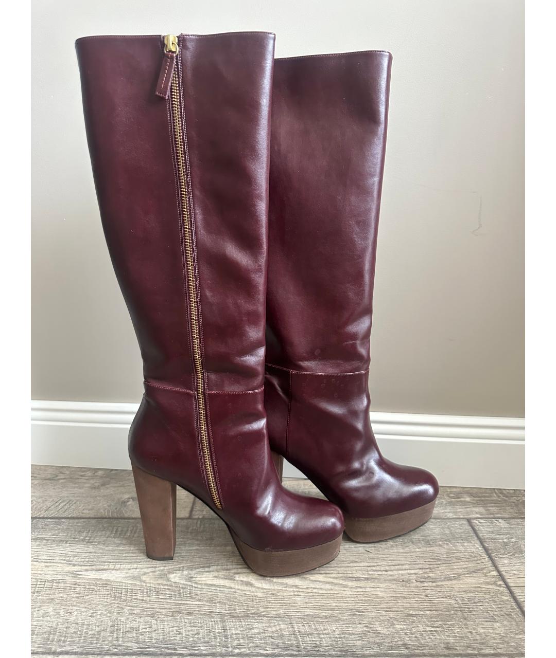 STELLA MCCARTNEY Бордовые кожаные сапоги, фото 7