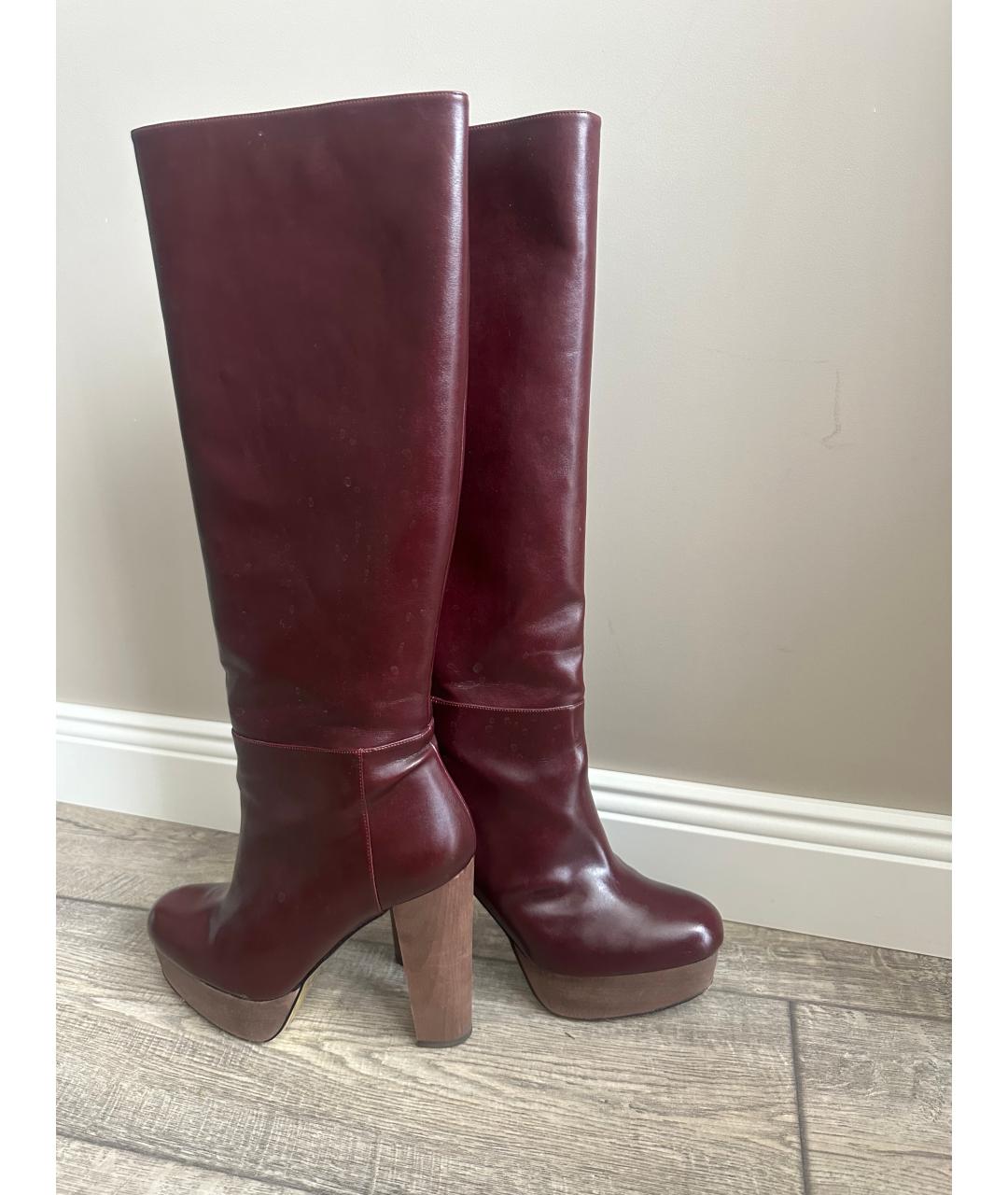 STELLA MCCARTNEY Бордовые кожаные сапоги, фото 2