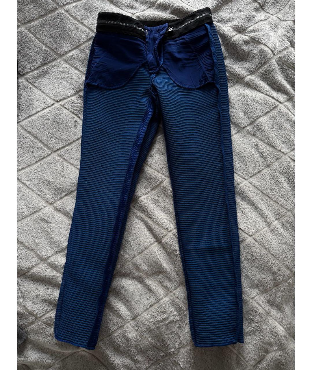 SPORT MAX CODE Синие полиамидовые брюки узкие, фото 3
