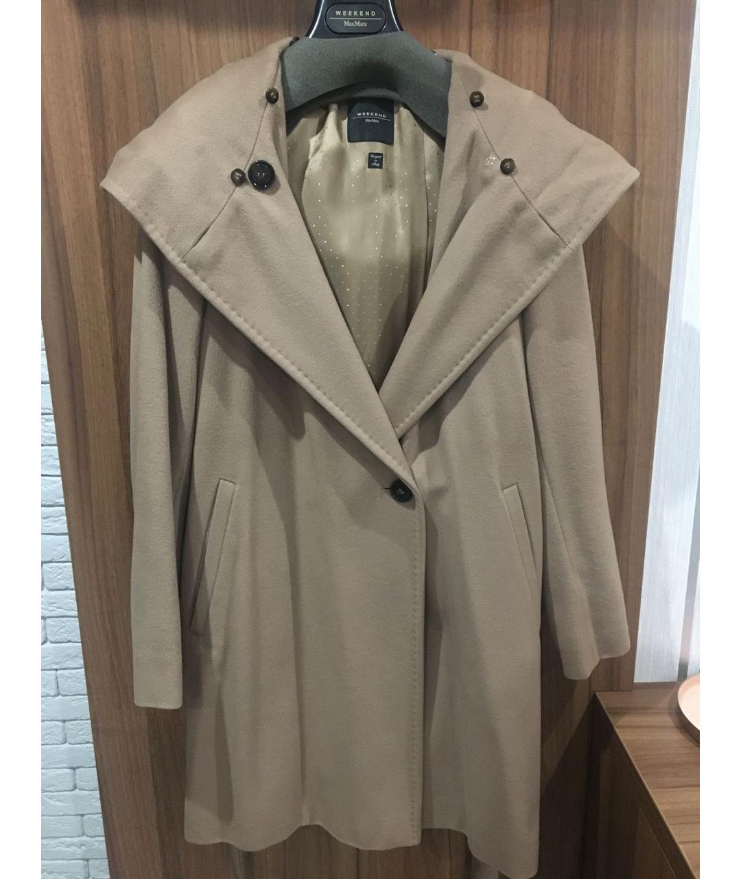 WEEKEND MAX MARA Бежевое шерстяное пальто, фото 9