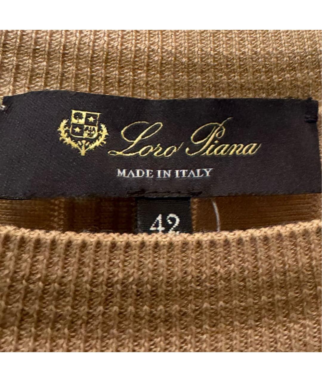 LORO PIANA Горчичная кашемировая футболка, фото 3