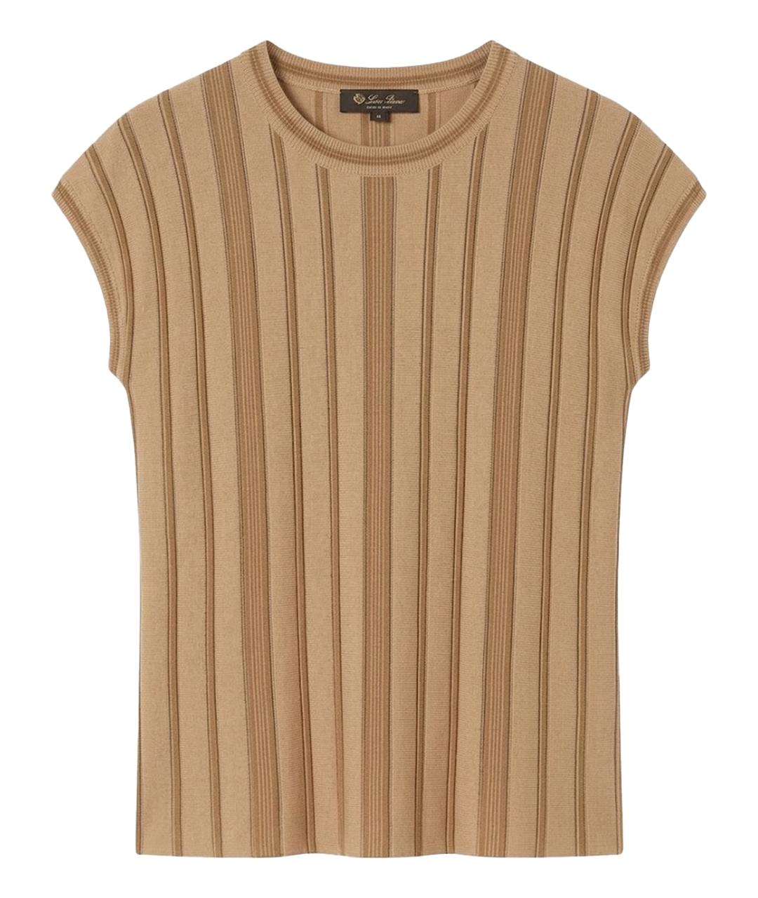 LORO PIANA Горчичная кашемировая футболка, фото 1