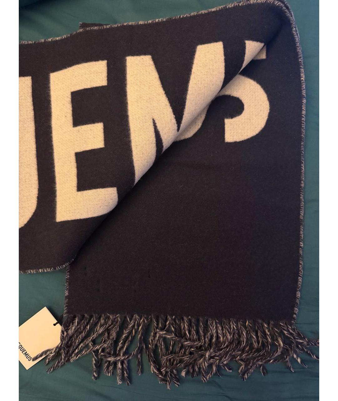 JACQUEMUS Темно-синий шерстяной шарф, фото 3