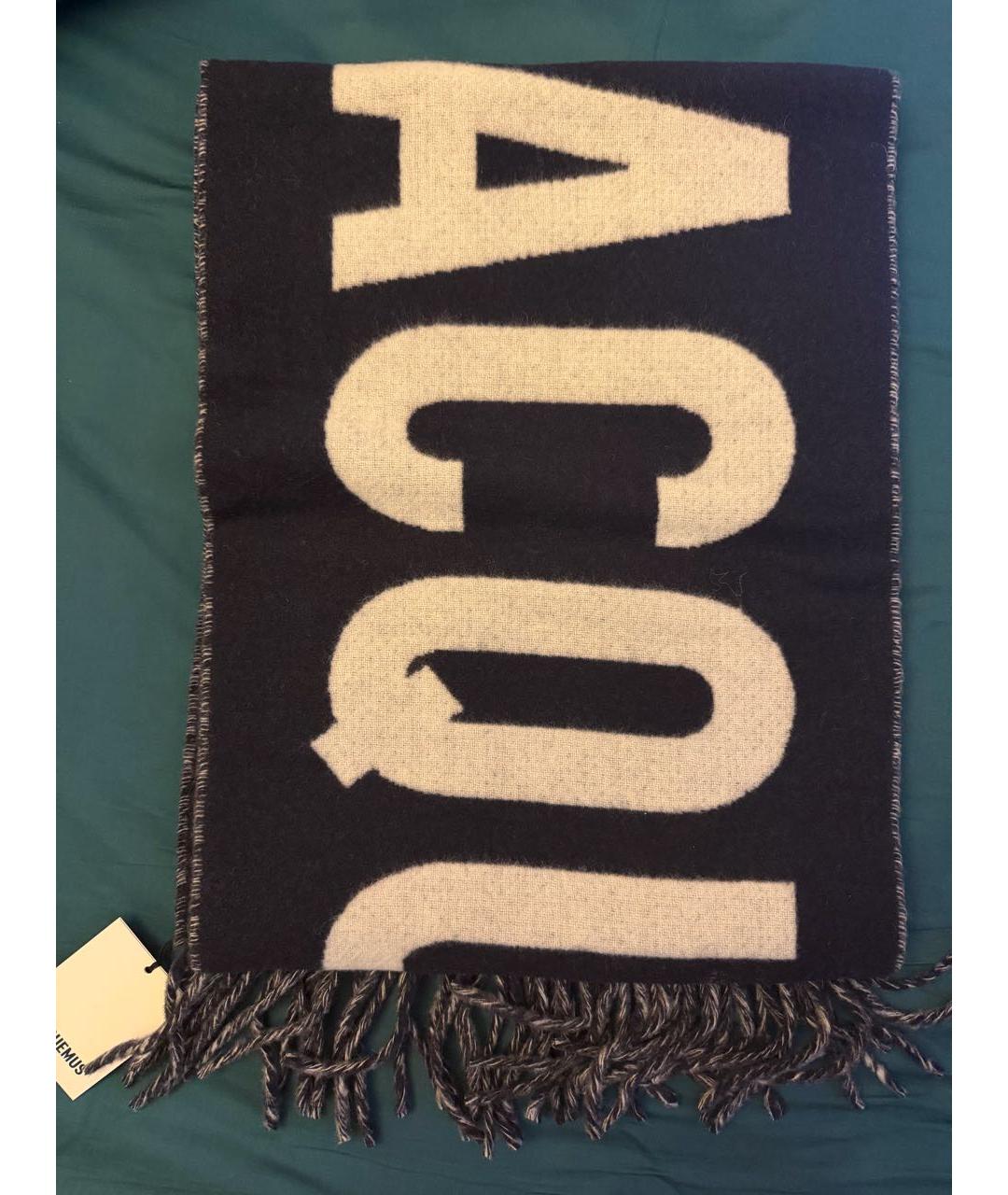 JACQUEMUS Темно-синий шерстяной шарф, фото 2