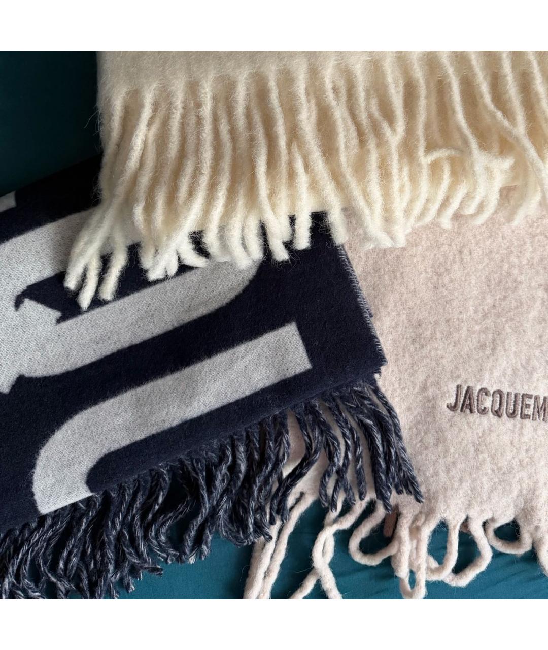 JACQUEMUS Темно-синий шерстяной шарф, фото 2