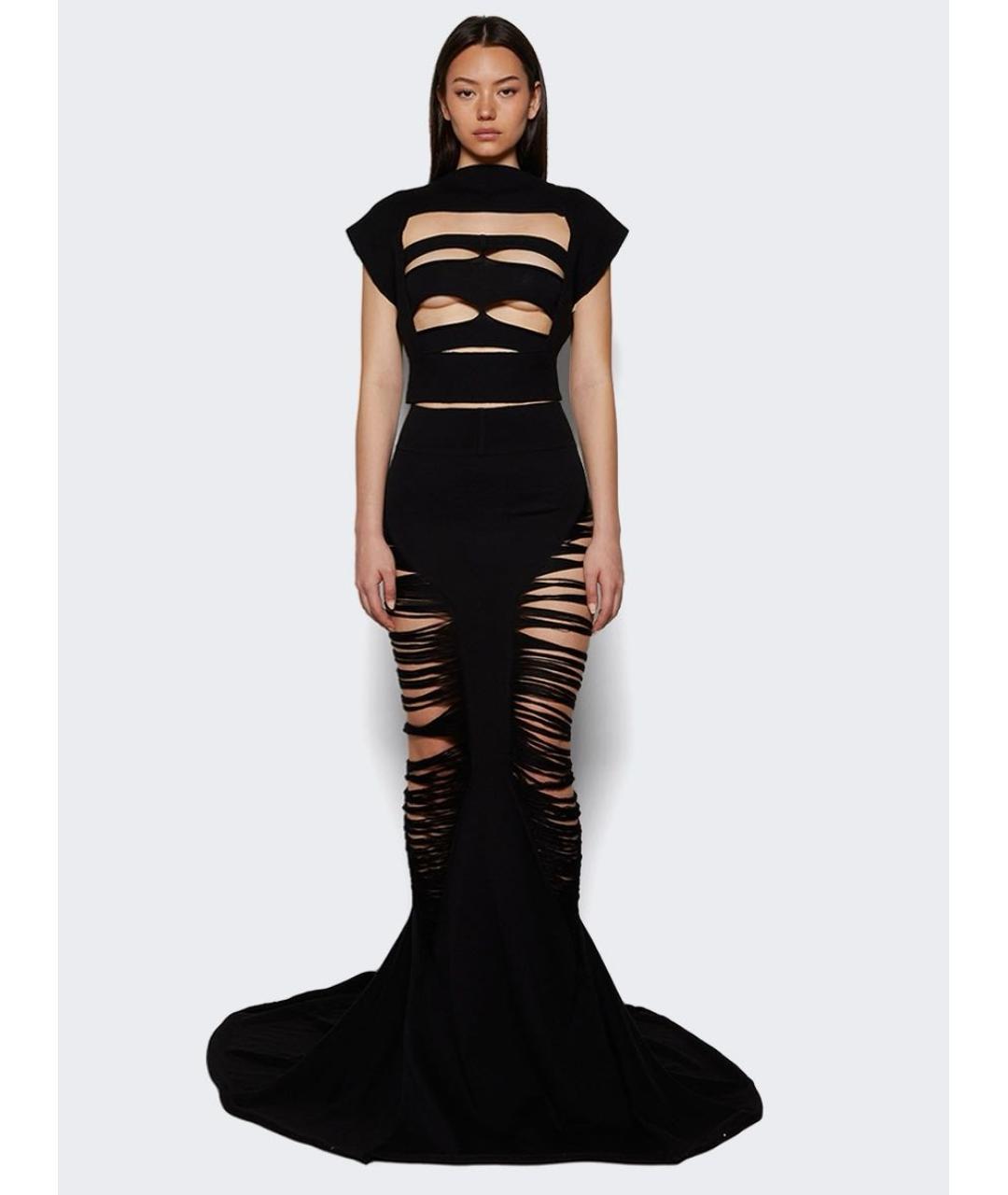 RICK OWENS Черная шерстяная юбка макси, фото 8