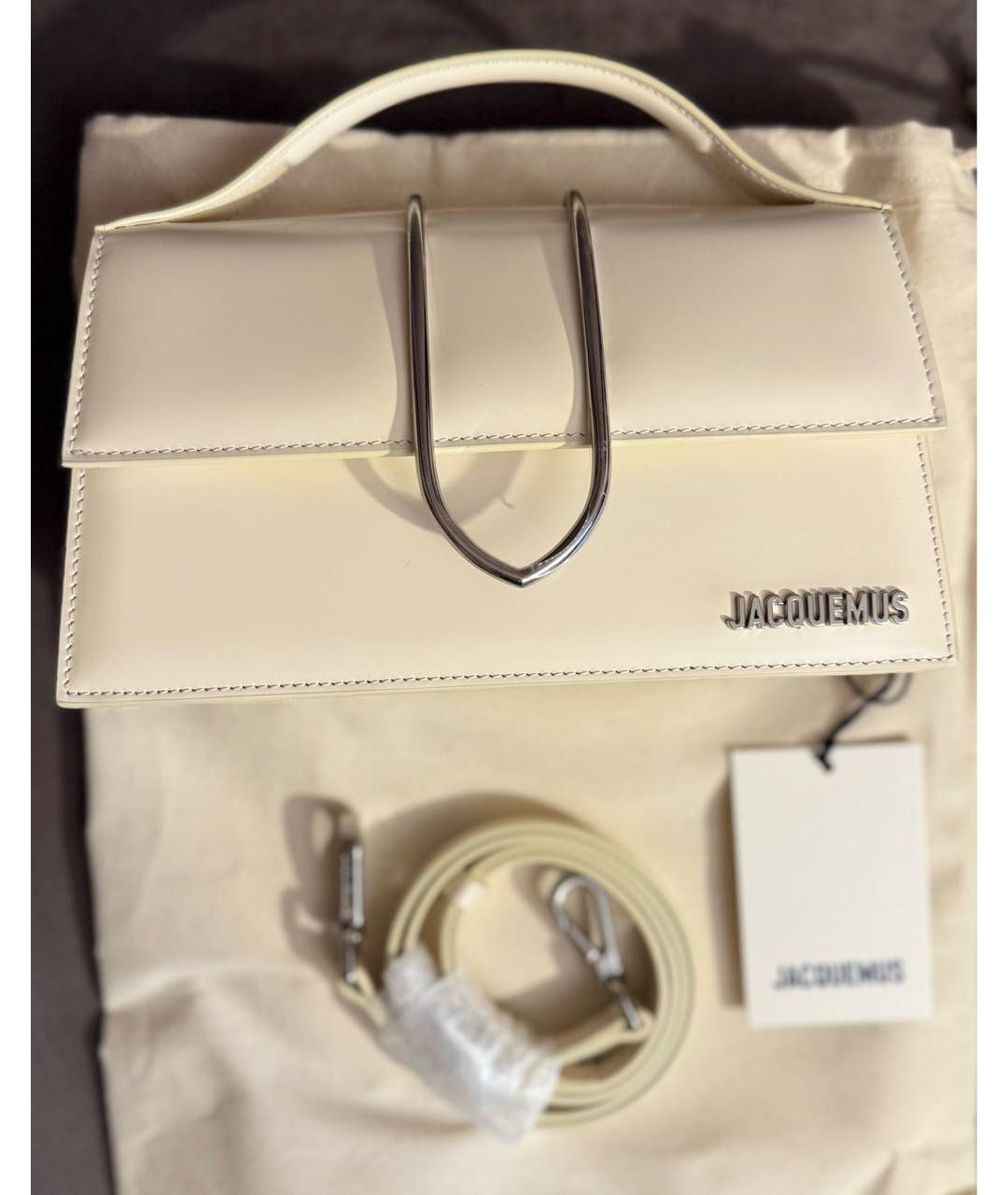 JACQUEMUS Белая кожаная сумка через плечо, фото 3