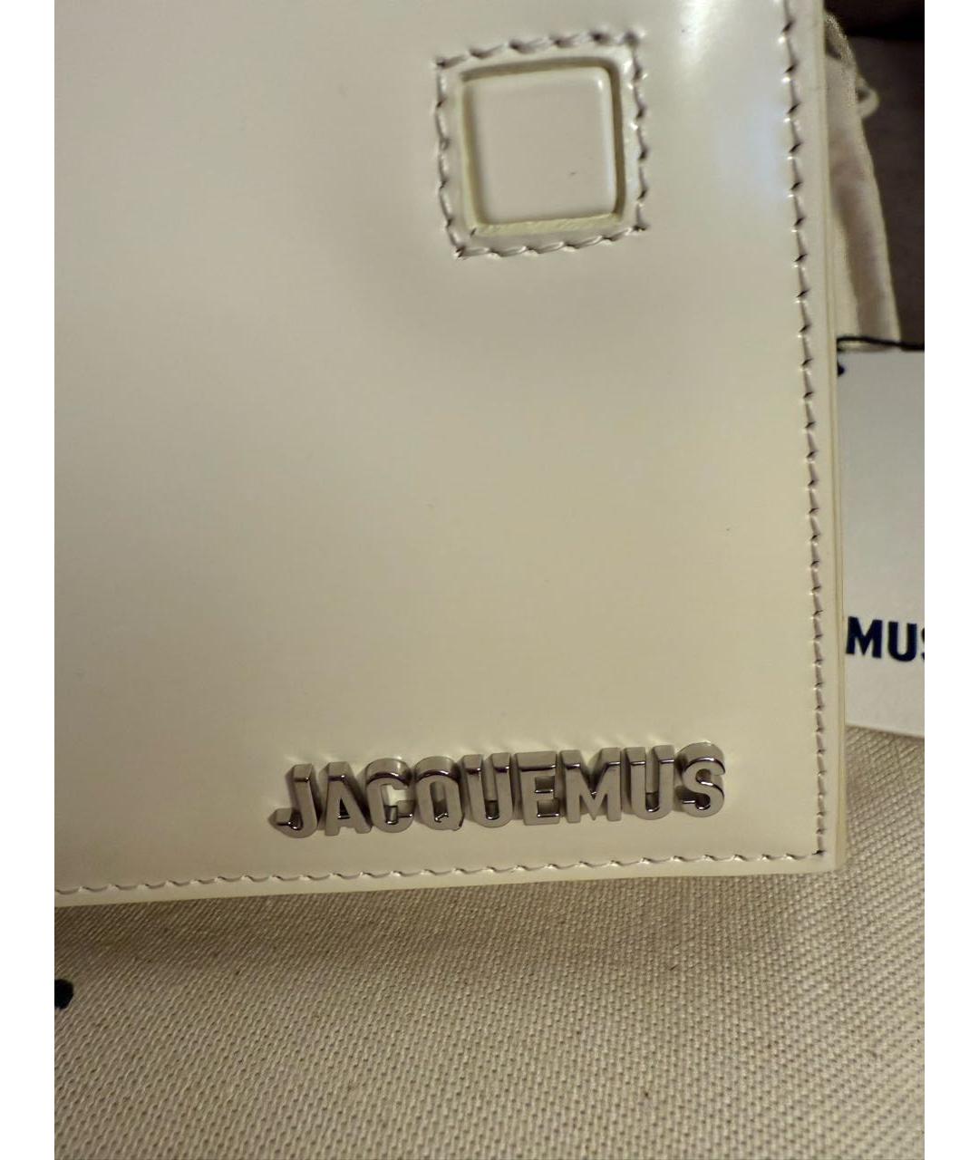 JACQUEMUS Белая кожаная сумка через плечо, фото 4