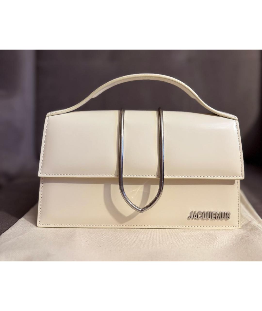 JACQUEMUS Белая кожаная сумка через плечо, фото 9