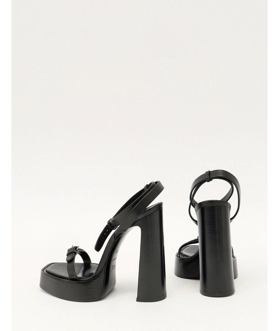 SAINT LAURENT Черные кожаные босоножки, фото 3