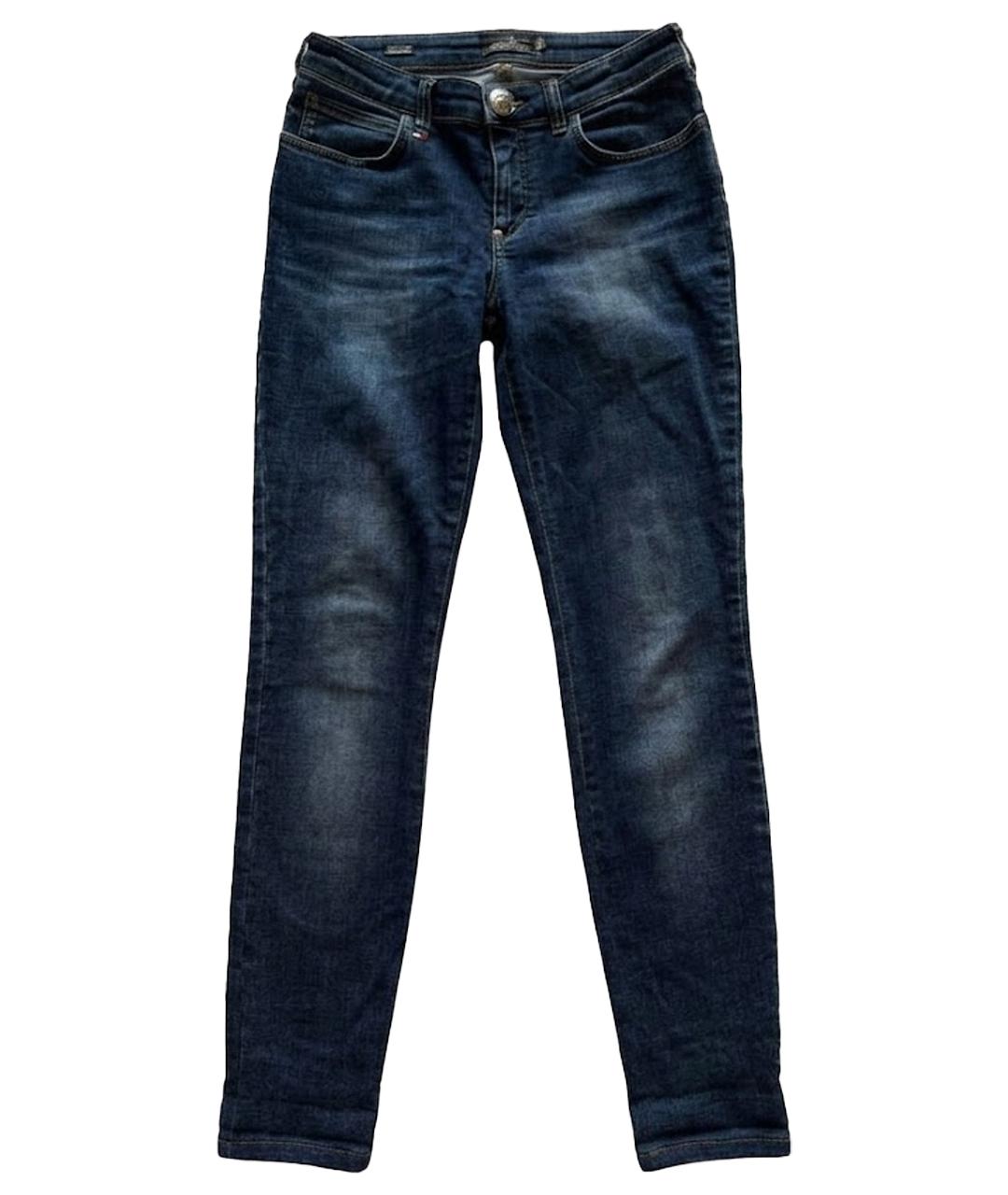 PHILIPP PLEIN Синие хлопко-эластановые джинсы слим, фото 1