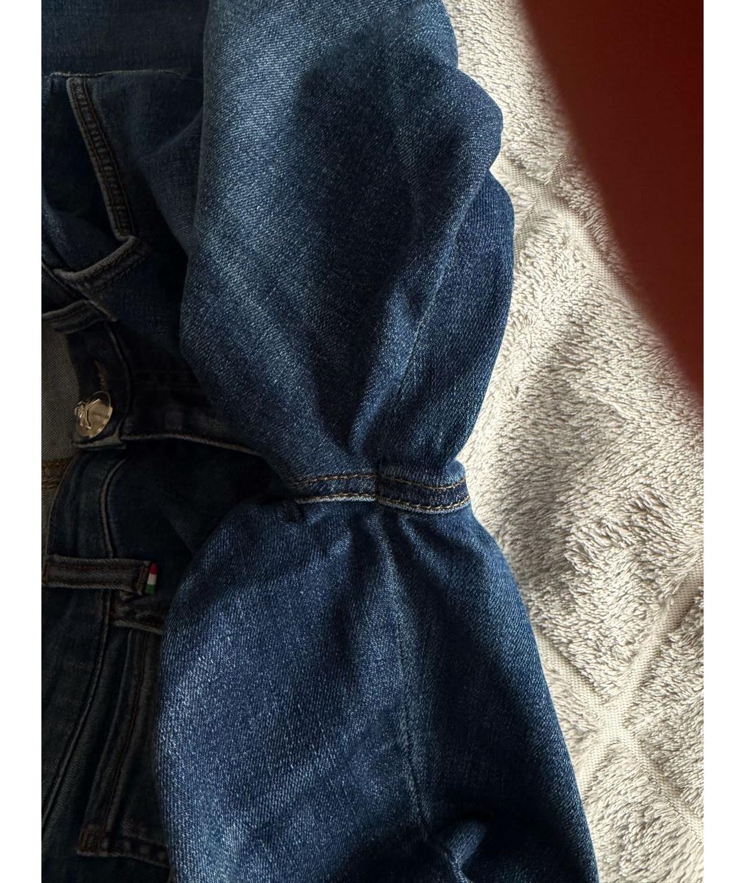 PHILIPP PLEIN Синие хлопко-эластановые джинсы слим, фото 5