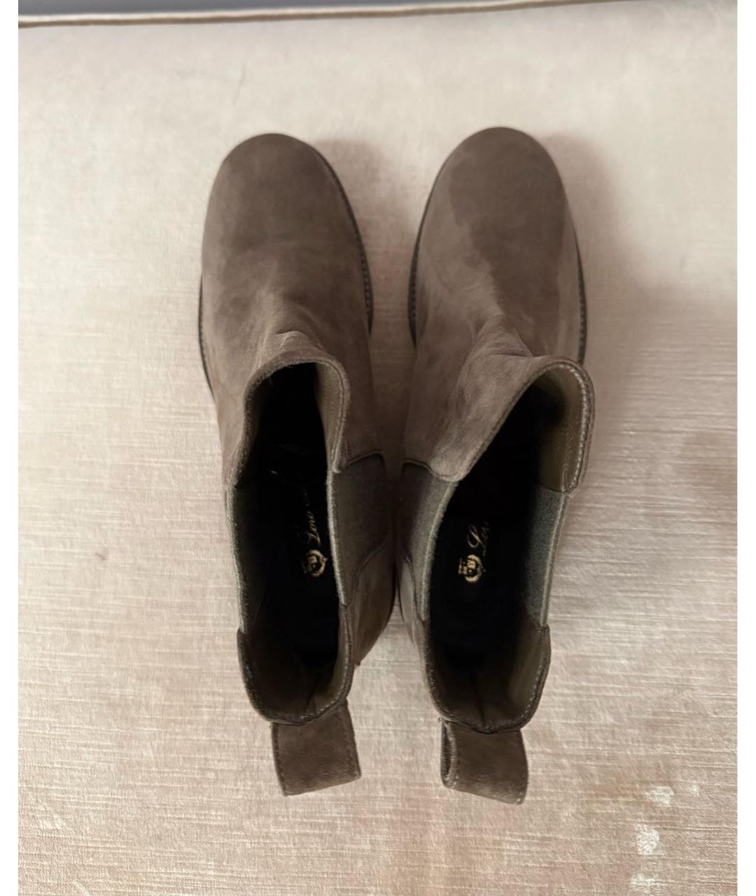 LORO PIANA Бежевые замшевые ботинки, фото 3